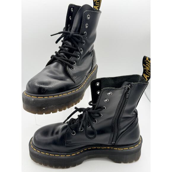 Dr. Martens Shoes - Dr. Martens Jadon Platform Boots Women Sz 8 Black Leather 8-Eye Quad Retro Goth